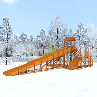 Зимняя горка IGRAGRAD SNOW FOX 12 м с двумя скатами и двумя лестницами